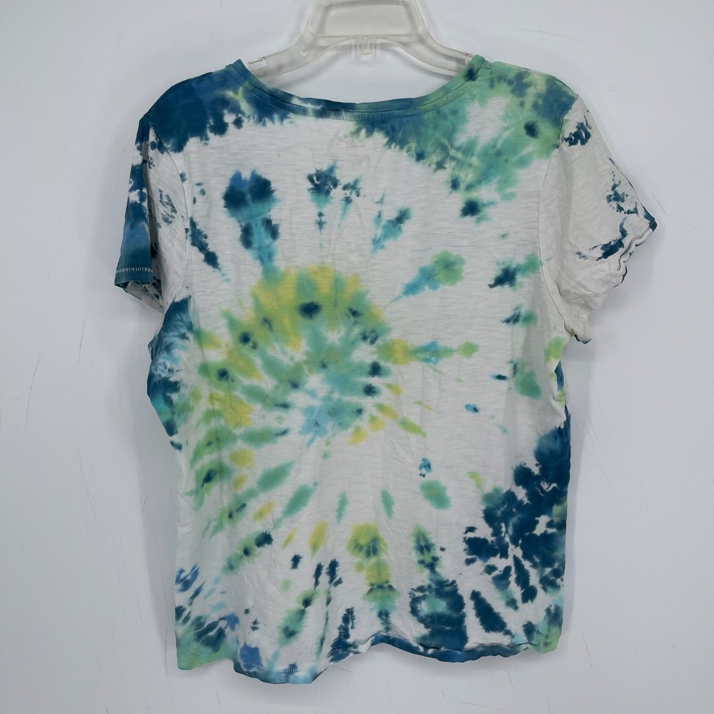 Primary Women's Multicolor Tie Dye V-Neck Short Sleeve Relaxed T-Shirt Size XL - Picture 2 of 5